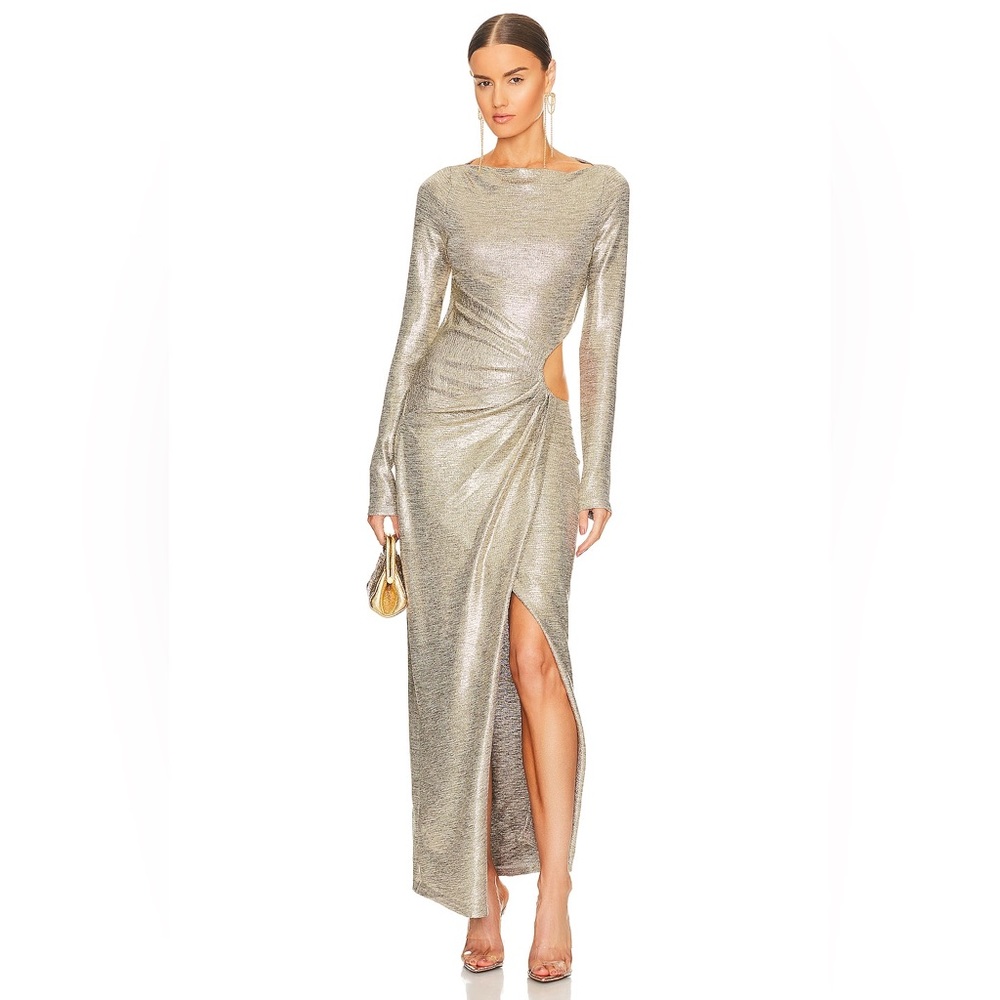 Significant Other Long Sleeve Silver Dress